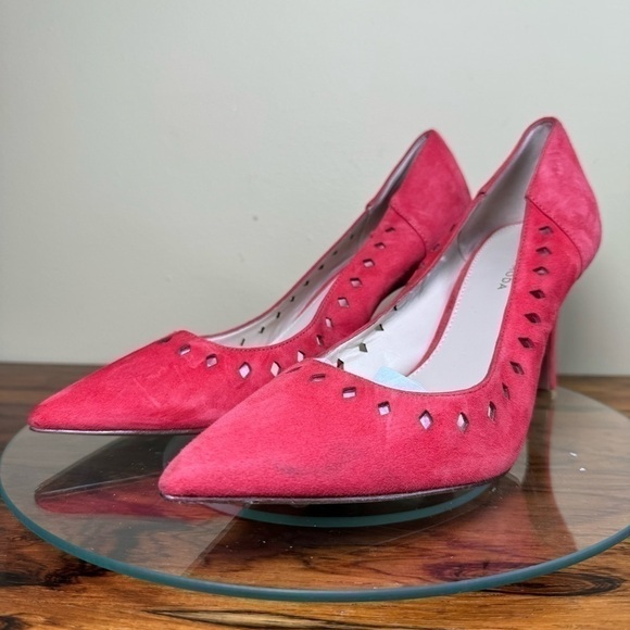 Pelle Moda Iria Pointed Toe Pump in Flame Red Suede - Picture 5 of 16